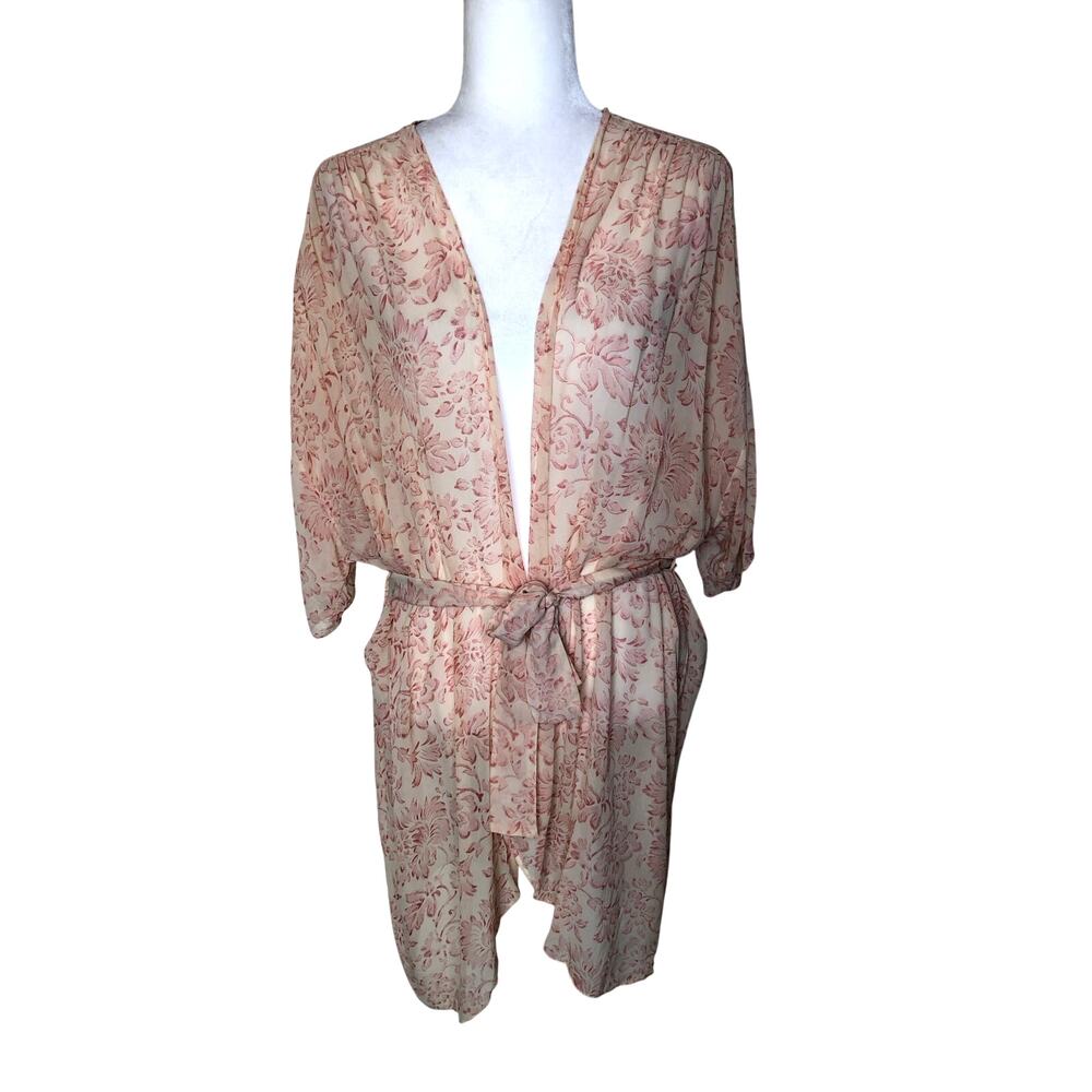 Victoria's Secret 100% Silk Robe Floral Print Feminine Lightweight Size: M/L